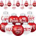 Hotop 18 Pcs Valentine's Day Hanging Ornament Red and White Ball Ornaments for Tree Valentine Ball Plastic Hanging Tree Decorations Love Kiss Be Mine Bulb for Holiday Weeding Party Decor