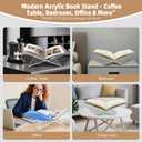 Clear Acrylic Book Stand Large 12.6 x 6.7 x 5 in Book Holder for Cookbooks, Bibles, Art & Coffee Table Display | 2-Piece Cross Frame Design, Sturdy 0.2in Transparent Acrylic