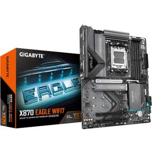 GIGABYTE X870 Eagle WIFI7 Motherboard - Supports AMD Ryzen 9000 CPUs, 14+2+2 Phases VRM, up to 8000MHz DDR5 (OC), 1xPCIe 5.0, Wi-Fi 7, 2.5GbE LAN, USB 4