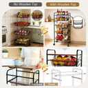 SWEETBLOOM Fruit Vegetable Storage Cart for Kitchen, 5-Tier Vegetable Stand Rack with Pull-Out Fruit Baskets, Rolling Snack Cart with Wood Top for Pantry, Living Room, Bathroom, 18.92 x 9.07 x 12.61 inches