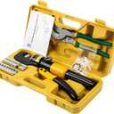YUZES Hydraulic Crimping Tool and Cable Cutter, 12 AWG to 00 (2/0), 10 Tons Battery Cable Crimper Tool with 9 Crimping Dies, Crimping Tool for Cable Lug, Wire Terminal Lug