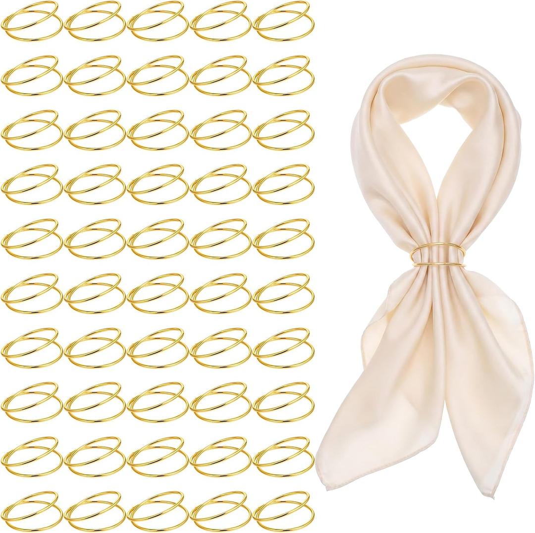 50 Pcs Gold Napkin Rings Set, 1.77 Inch Metal Spiral Napkin Holders for Wedding, Party, or Dinner Table Decorations, Elegant Stainless Steel Buckles for Family Gatherings
