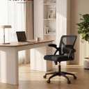 VASAGLE Ergonomic Mesh Office Chair with Adjustable Lumbar Support, 90-105 Tilt Function, Wide Seat, FlipUp Armrests, Computer Desk Chair for Home Office, Ink Black UOBN045BH01S, 24.4"D x 24.4"W x