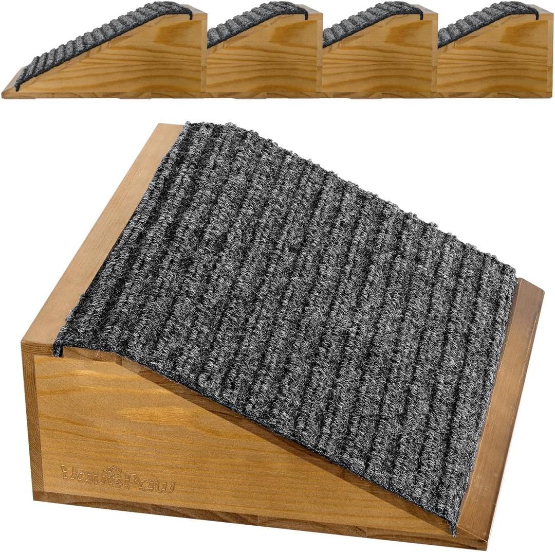 Dog Ramp for Stairs, Non-Slip Dog Stairs, Low-Angled Pet Ramps for Small Dogs and Cats, Medium Dogs, Step and Stair Assist for Injured and Older Pet, Walnut, 4 Pack