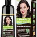 Dark Brown Hair Dye Shampoo Permanent for Men&Women,Instant Hair Color Shampoo for Gray Hair Coverage and Beard,3-In-1 Shampoo for Color Treated Hair,Lasts 30 Days/500ml/Ammonia-Free/Natural herbal Ingredients.