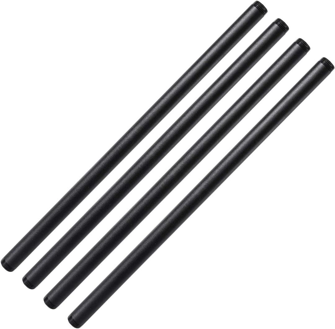 1/2" x 24" Black Painted Industrial Pipe, Home TZH 4 Pack Threaded Black Iron Pipe Nipple for DIY Project/Furniture/Shelving Decoration (4, 24")