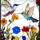 Stained Glass Window Hanging, Hummingbird Suncatchers for Windows Hanging, Handcrafted Sun Catchers Indoor Window Panel for Home Decor, Gift for Mom, Wife, Friends, Rectangular W10 xH15