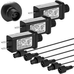 Flutesan 3 Pcs 4.5v LED Controller with 2m Extension Cable Class 2 Power Supply Ip44 LED Replacement Controller Low Voltage Transformer for Christmas String Lights