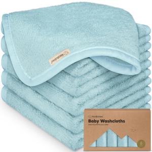 6-Pack Baby Washcloths - Soft Absorbent Viscose from Bamboo Wash Cloths for Babies, Kids, Toddlers, Infant, Newborn Bath Towels, Gentle on Sensitive Skin, 10x10 Reusable Face Towels (Sky) 6-Pack Baby Washcloths - Soft Absorbent Viscose from Bamboo Wash Cloths for Babies, Kids, Toddlers, Infant, Newborn Bath Towels, Gentle on Sensitive Skin, 10x10 Reusable Face Towels (Sky)