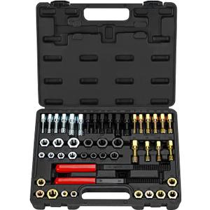 48 Piece Thread Chaser Set Metric & SAE Rethreading Kit with 22 Taps 24 Dies 2 Thread Files Thread Repair Kit