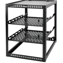 Tecmojo 16U Open Frame Network Rack for IT & AV Gear, AV Rack Floor Standing or Wall Mounted,with 2 PCS 1U Rack Shelves & Mounting Hardware,Network Rack for 19" Networking,Audio and Video Device