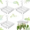 4 Pcs Hanging Drying Rack for Herb Macrame Flower with Stainless Clip Dryer Hook for Drying Herb Air Plants Spices Flower Hydroponic Plant Ready to Use with Ceiling Hook(Square)