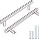 Probrico (25 Pack 5 Inch Euro T Bar Cabinet Pulls, Stainless Steel Kitchen Drawer Handles, Brushed Nickel Drawer Pulls