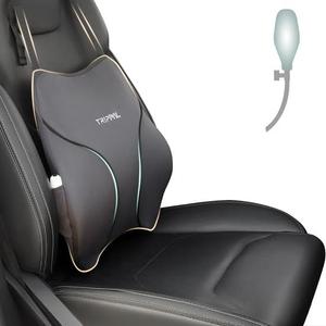 GOLDORANGE Adjustable Lumbar Support Pillow for Car with Air Pump, Ergonomic Memory Foam Back Cushion with Straps for Back Pain Relief and Posture Improved Lumbar Cushion for Vehicles Office Chair