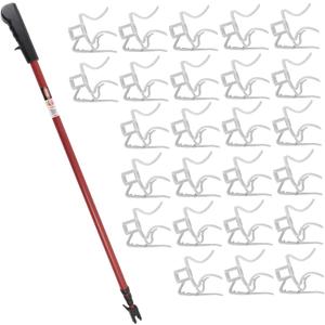 PRO Telescoping Pole with 25 Rapid Release Light Clips for use on Shingles, Gutters, and Eaves - Light Hanging Kit for Christmas Lights and Year Round Decorations (Single Head)