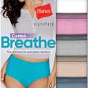 Hanes Women's Signature Cotton Breathe Briefs Underwear Pack, 6-Pack, Assorted Mix (Solid, Heather, and/Or Prints), Size XL