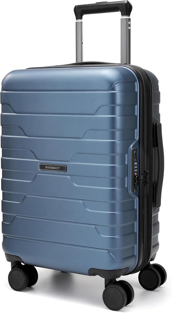 BAGSMART Carry On Luggage 19 L x14 W x9 H Airline Approved with Spinner Wheels, Lightweight 20 Inch Luggage with TSA Lock, Expandable Hard Shell Carry On Suitcases for Men Women, Royal Blue