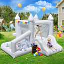 White Bounce House,Indoor Bounce House for Kids 3-6 with Ball Pit & Slide,Inflatable Bouncy Castle for Birthday Party Wedding Backyard Gifts, 8.33 Ft X 8.75 Ft X 6.25 Ft