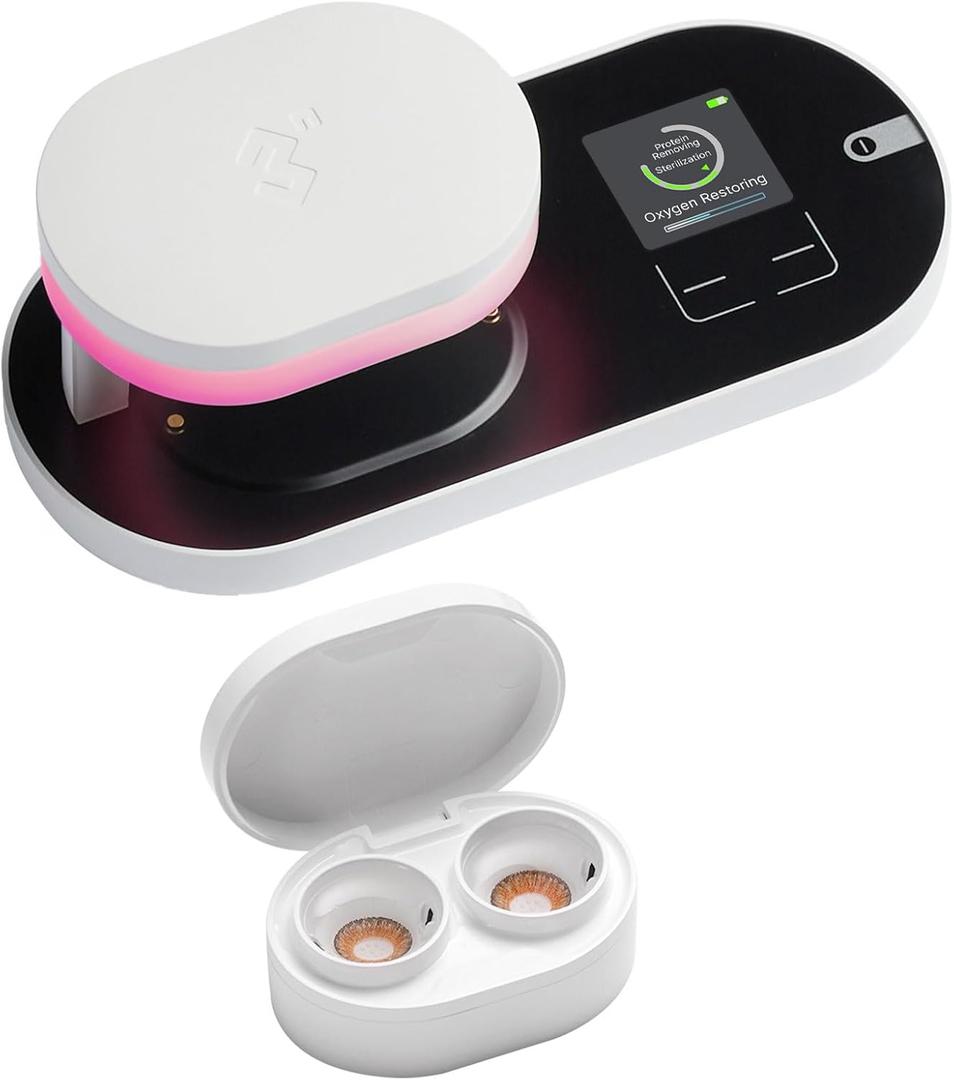 ReO2 Soft Contact Lens Cleaner for Moisture Retention, Advanced Cleaning Solution with Electrophoresis Technology, Deep Clean and Rehydrate in 10 Min, with Mirror and Tweezer (White)