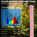 Standing Grow Light, 42W Full Spectrum Vertical, 4FT Timer, 2 Pack | 243 LEDs with 3 Spectrums, 3/6/9H Auto Timer, 120 Coverage for Tall Houseplants, Tripod with Hanging & Wall Mount Kit