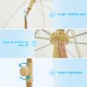 6.5FT Boho Patio Umberlla with Fringe,UPF50+ Outdoor Umbrella with Fiberglass Ribs and Push Button Tilt,Tassels Umbrella for Beach,Terrace,Picnic