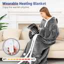 Wearable Heated Blanket with Foot Pocket, Electric Wearable Throw Blanket with Sleeves, Hood, Portable Heated Blanket with 8 Heat Settings, 1-10 Hours Auto Shut-off, Gift for Family, Friends, 50*70"