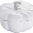 STAUB Cast Iron Dutch Oven 3.5-qt Pumpkin Cocotte with Stainless Steel Knob, Made in France, Serves 3-4, White