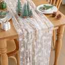 Breling White Snowflake Christmas Tulle Table Runner 118'' x 29.5'' Christmas Gauze Table Runner Seasonal Sheer Xmas Winter Holiday Decor for Birthday Festival Party Kitchen Wedding Bridal Shower