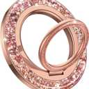 Lamicall Magnetic Twinkle Ring for MagSafe Grip - Stylish Glitter for Women Grils, Magnet Phone Ring Finger Holder Stand, Upgrade Gear Hinge Mag Safe Accessories for iPhone 17 16 Pro Max, Rose Gold
