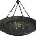 12.8" Homes Garden Platform Bird Feeder, Large Hanging Tray Squirrel Feeder, Seed Catcher Tray, Bird Viewing, Backyard, Large Capacity, Black