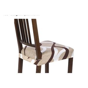 SearchI Stretch Dining Chair Seat Covers Set of 6, Soft Removable Washable Seat Covers for Dining Chairs, Dining Room Seat Cover Protector (Rear-Covered, Beige)