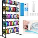 LUCKUP 3D Printer Filament Storage Rack Stand w/Vacuum Bags &Pump, 5-Tier Large Capacity Filament Organizer for PLA/ABS/TPU/Nylon, Heavy Duty Metal Filaments Spool Shelf for Studio, Office, Workshop, Black With Multicolor Accent 