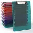 Bulk A5 Clipboards Set of 30, Colored Clear Clip Board with Ruler, Suitable for Classroom, Students, Kid, Size 6" x 9" with Low Profile Clip, Office & School Supply