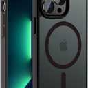 Hualele Magnetic for iPhone 13 Pro Case,Compatible with MagSafe, Military Grade Dropproof Translucent Matte Hard Back Soft Edge Slim Phone Case iPhone 13 Pro,Black