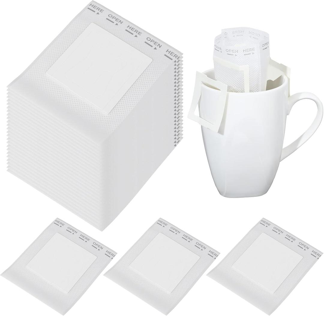 50PCS Portable Coffee Filter Paper Hanging Ear Drip Bags Single Serve Disposable Drip Coffee Filter Paper Bag Perfect for Cups Utensils Travel Camping Home Office Outdoor On the Go