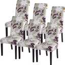 SearchI Dining Room Chair Covers Set of 6, Stretch Printed Floral Parsons Chair Slipcovers Removable Washable Kitchen Chair Protector Cover for Dining Room, Hotel, Ceremony (Flower Pattern8)