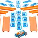 Hot Wheels Toy Car Straight Track Set with 37 Component Building Parts & 1:64 Scale Vehicle