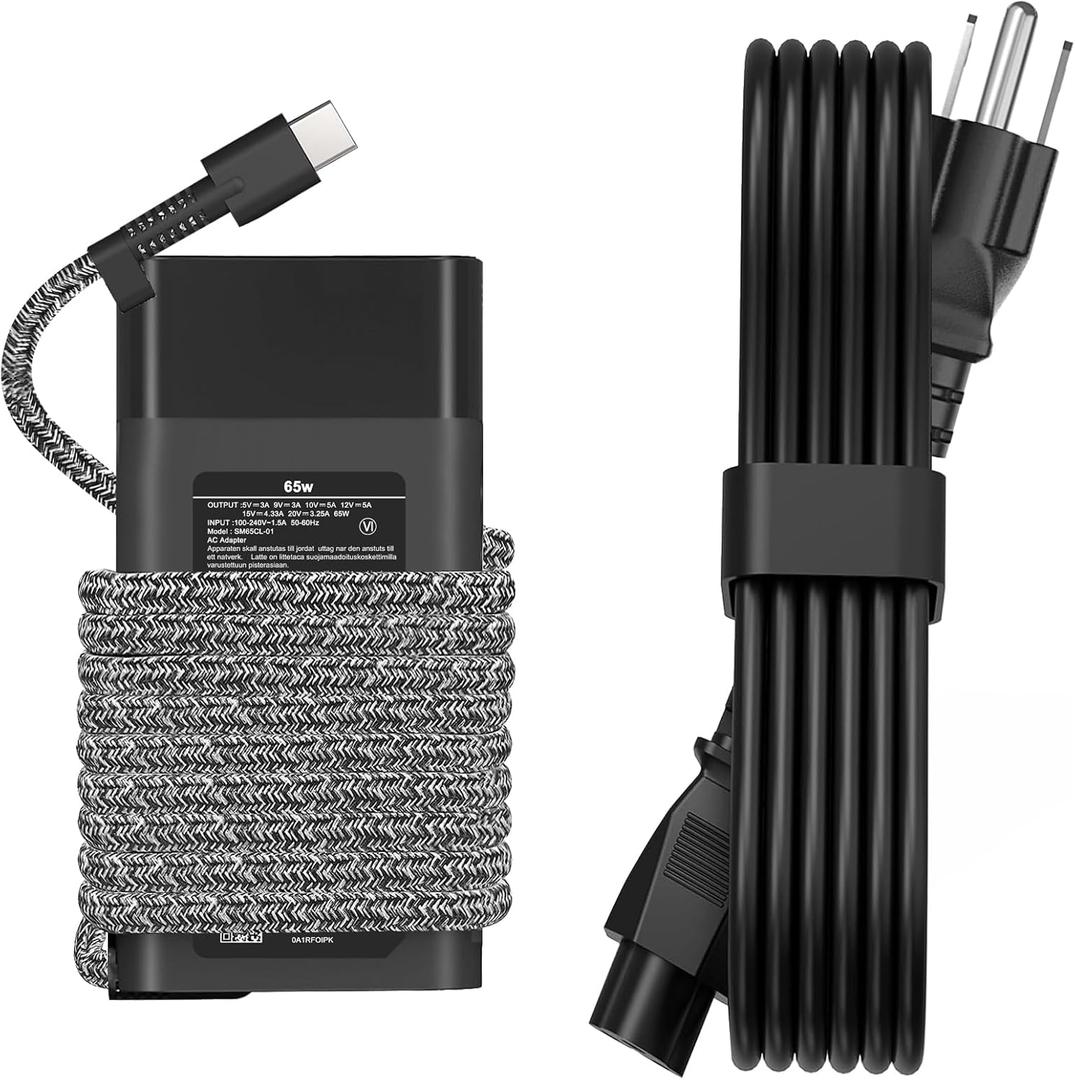 JEIBAO New Slim 65W USB C Laptop Charger Compatible with HP Chromebook X360, Envy X360, Elitebook X360, Spectre X360, Elitebook/Chromebook/Elite x2/Envy/ProBook Travel Type C Power Cord Supply