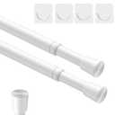AIZESI 2Pcs Spring Tension Curtain Rods, Adjustable 26-39 Inch, White