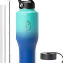 BUZIO 40 oz Insulated Tumbler with Straw and Lids, Stainless Steel Water Bottle Fits in Any Car Cup Holders, Double Wall Metal Tumbler Flask Large Capacity, Travel Cold Bottles, Leak-Proof Tumbler