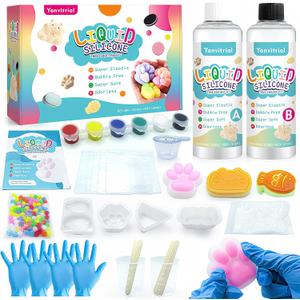 Taba Squishy Kit - 18OZ Rubber Squishys Kit with Guided, Make Your Own Squishies Kit - FuFu Squishy Kit with Mold, Flocking Powder - Stress Relief Entertainment