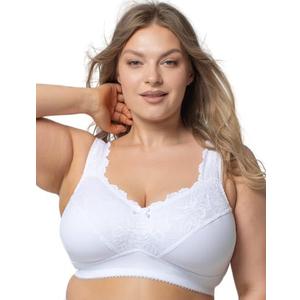 Kudreshov Lingerie Cotton Wireless Bra with Minimizer Effect - Lounge Bra for Plus Size Women, Full Coverage with Wide Straps 44C