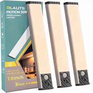 Under Cabinet Lighting, Motion Sensor Light Indoor, Rechargeable Closet LightsDimmable Under Cabinet Lights, Magnetic LED Lights for Bedroom, Under Counter Lights for Kitchen, Warm Light (7.8")