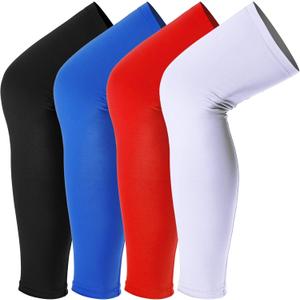 Skylety 4 Pieces Leg Sleeves Cooling Long Sleeves UV Protection for Men Women (Large, Black, Blue, White, Red)