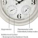 Presentime & Co. 26" Clifton in/Outdoor Farmhouse Clock with Thermometer & Hygrometer as All in One Weather Station, Farmhouse Wall Art and Timepiece for Home Decoration, Weathered White Finish