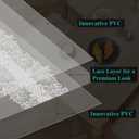 Crystal Clear Plastic Table Cover Protector with Lace Pattern, 42" x 78"