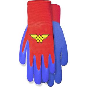 MidWest Gloves & Gear DCW100TH8 Wonder Woman Garden Toddler Gripper Gloves, Red Knit Liner/Blue Coating