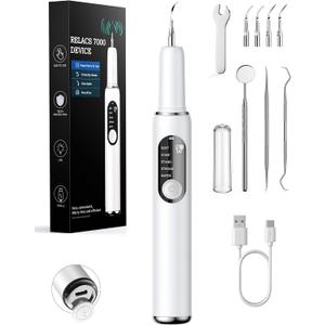 RELACS 7000 Plaque Remover for Teeth, Tartar Remover for Teeth, Dental Calculus Remover, Teeth Cleaning Kit 5 Speed Modes with 3 Replaceable Heads, with LED Light.