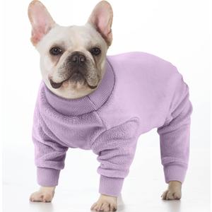 Large Dog Coat Winter Fleece Pajamas Warm Onesie for Dogs Female Male Soft Pjs with Feet Dog Cold Weather Jacket Jumpsuit, Purple L