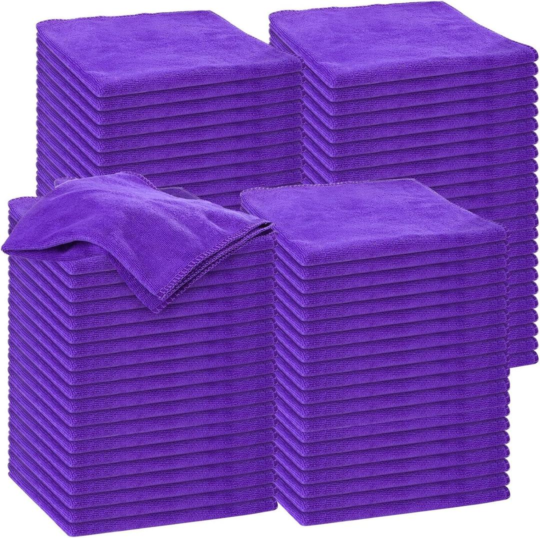 Nuenen Microfiber Cleaning Cloths for Cars 16 x 16 Inch Ultra Absorbent Car Towels Drying Reusable Cleaning Supplies House Kitchen Window Microfiber Towel(Purple,60 Pcs), Small